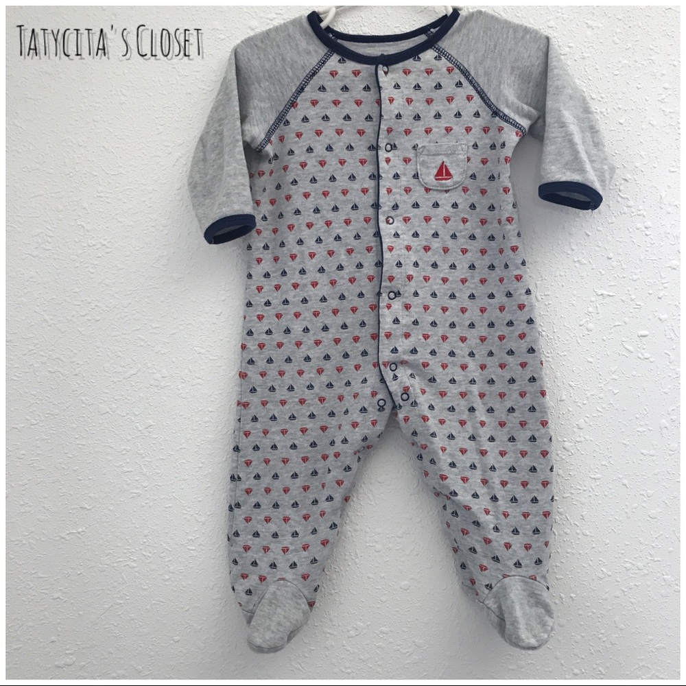 Little me baby footie Pijamas with sail boats 9m