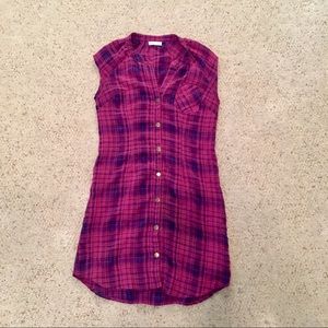 silence + noise Plaid Snap-Up Mini Dress