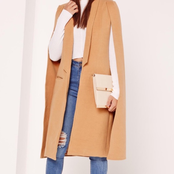 Missguided Jackets & Blazers - missguided • faux wool cape camel coat