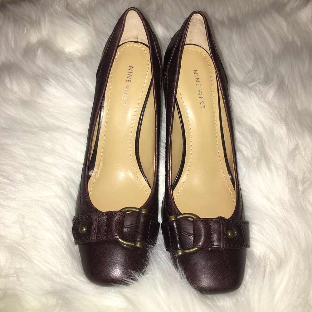 Nine West Dark cherry brown career heels