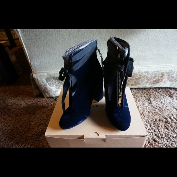Zara Hight Velvet Ankle Boots - Picture 3 of 7
