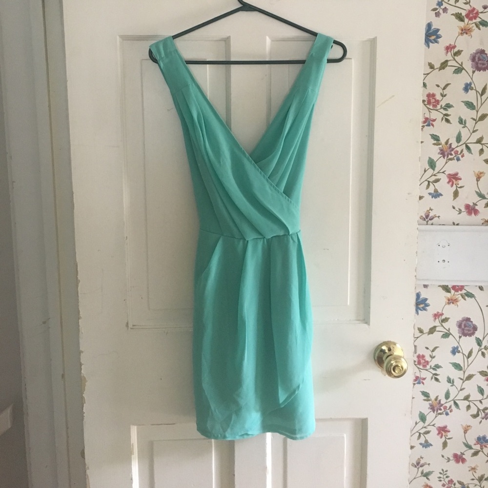 Aquamarine Dress with Crisscross Detail (M)