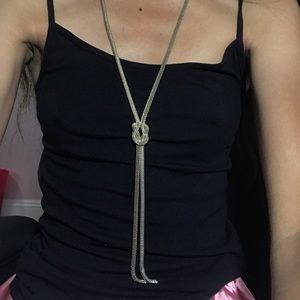 Long gold necklace