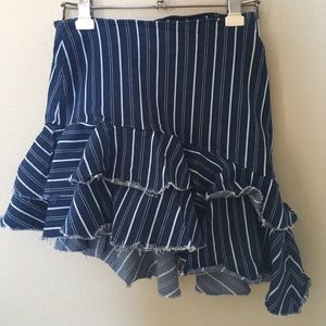 Zara ruffled striped asymmetrical skirt