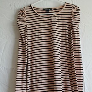 Pink and Black Striped Long Tee