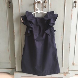 🎉SALE🎉 J. Crew Girls Navy Ruffle Poplin Dress
