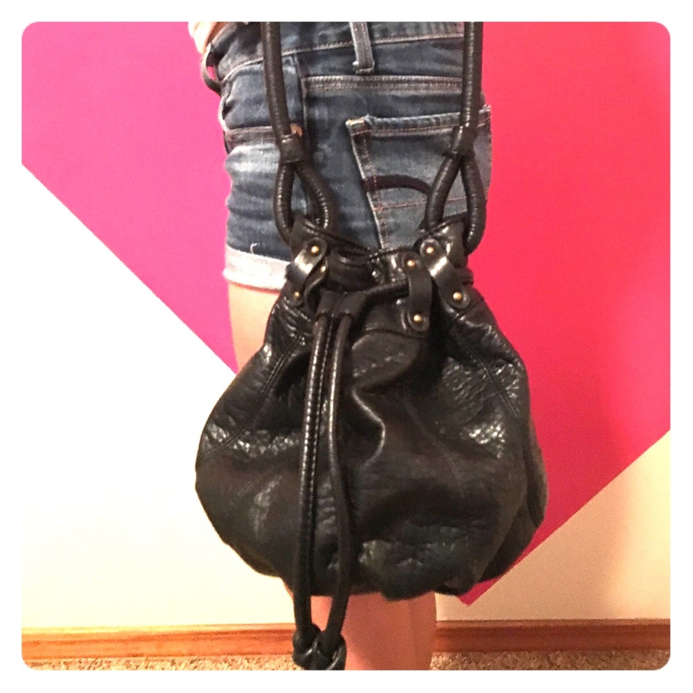 Leather bucket bag