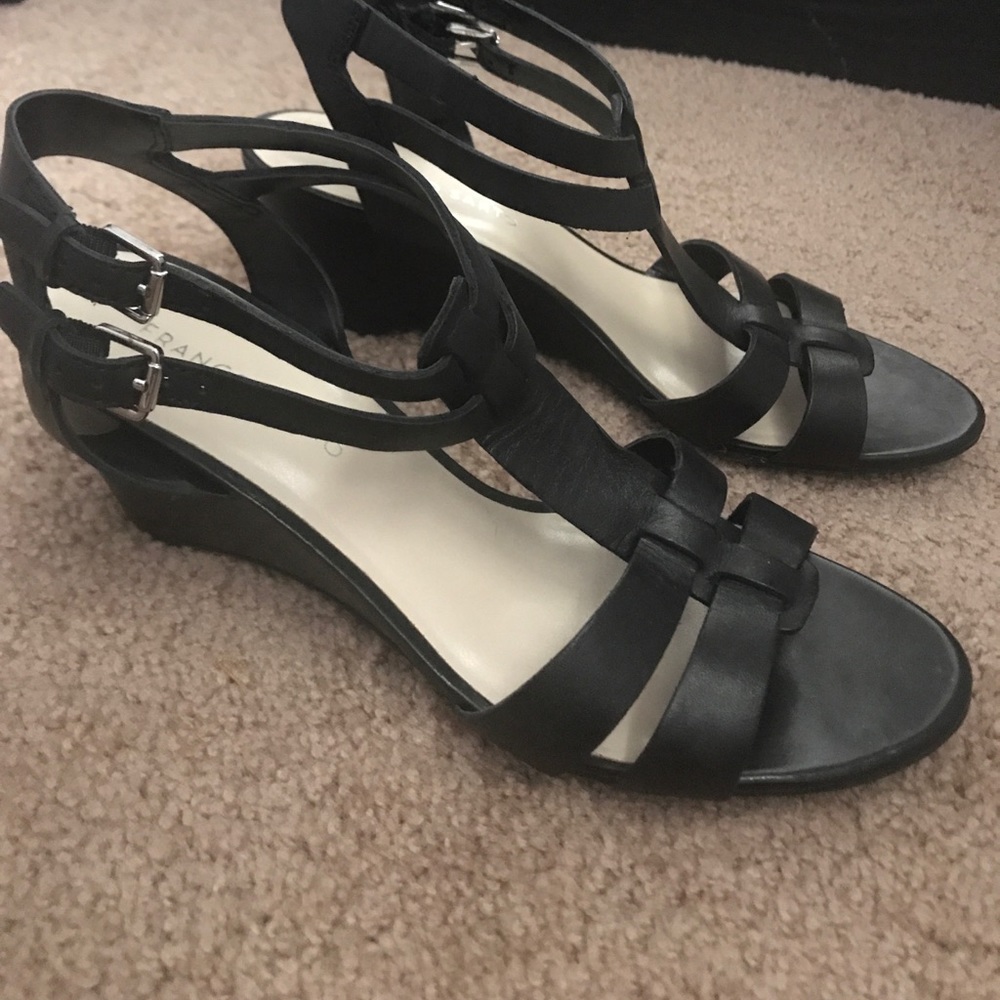 Black wedge sandals