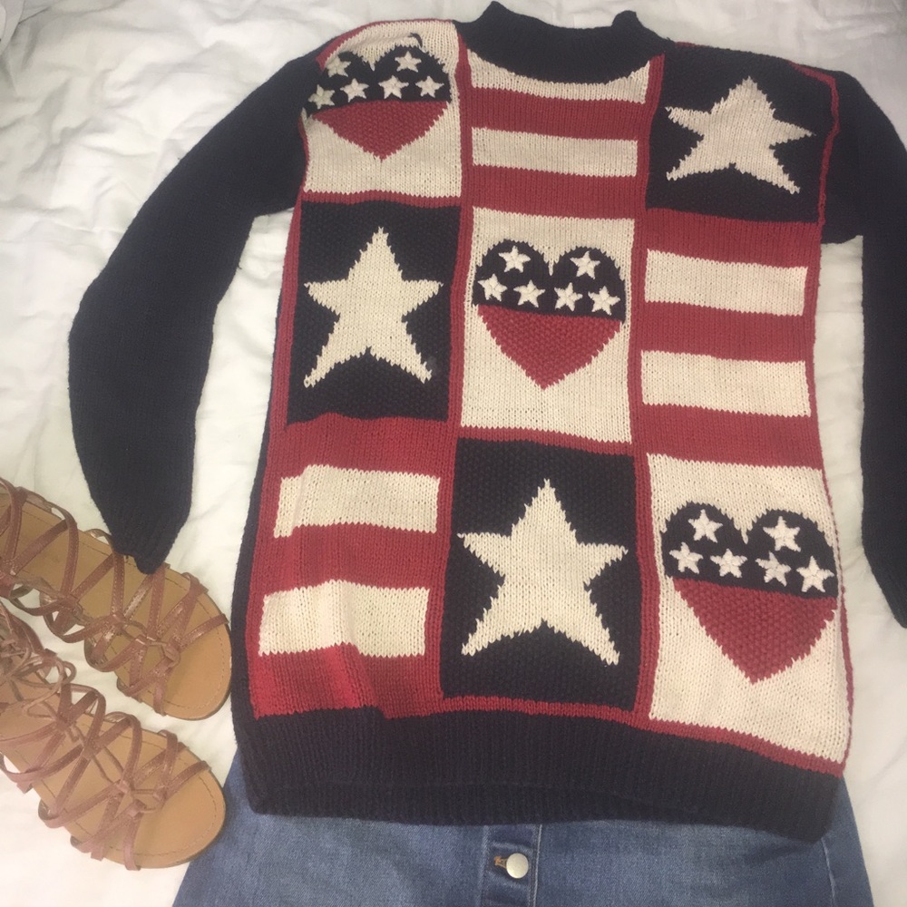 Hand knit USA sweater