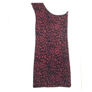 One shoulder red and black sparkly  dress