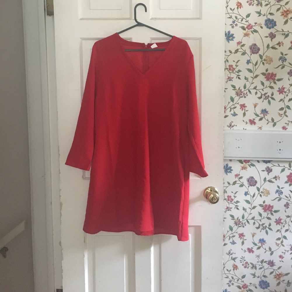 Red Sheath with A-Line Skirt and Pockets (M)