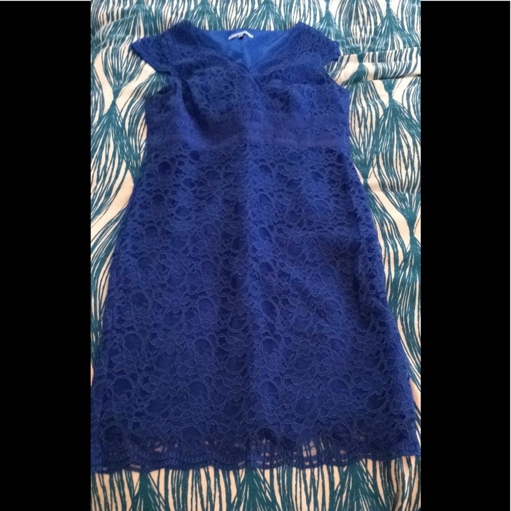 Like new size 14 Antonio Melani lace blue dress!