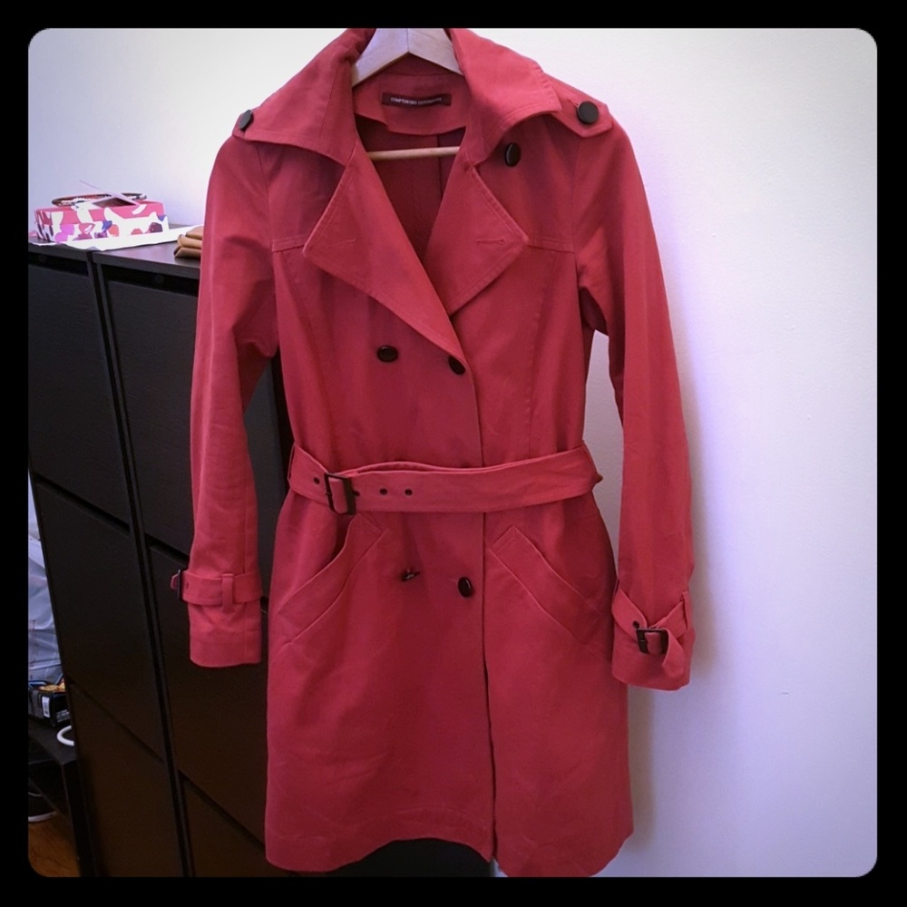 Cherry red Comptoir des Cotonniers trench coat