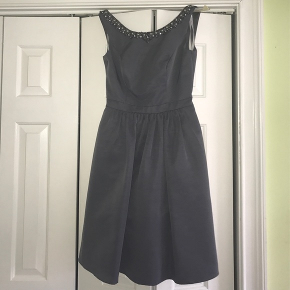 Sleeveless Faille Dress with Beaded Neckline - Picture 4 of 4