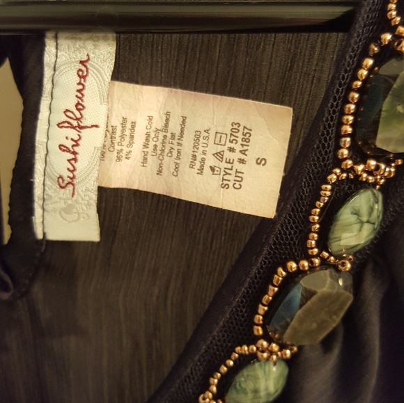 Black Top with Stone & Gold Beads - Picture 4 of 4