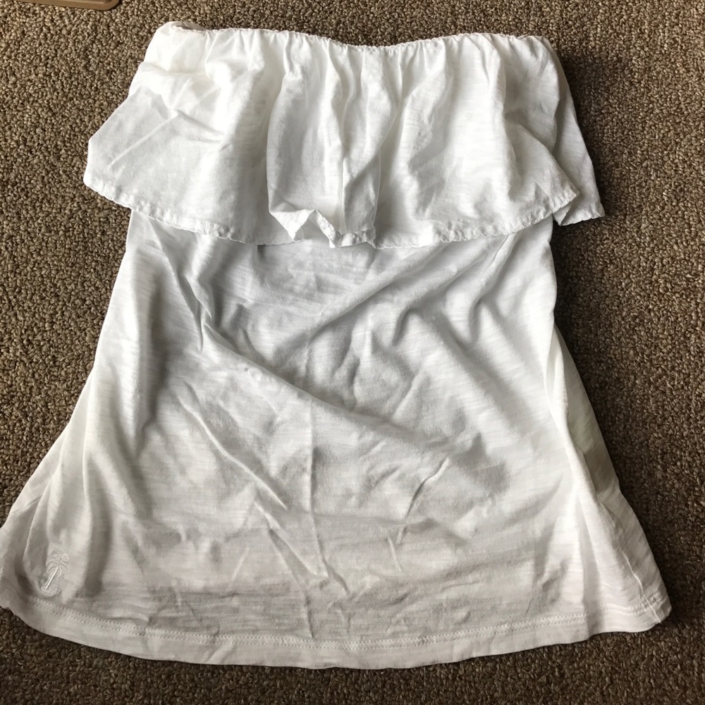 White Lilly Pulitzer ruffle strapless top