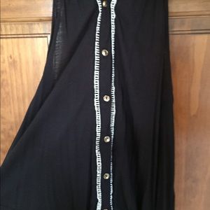 black tank with white embroidery