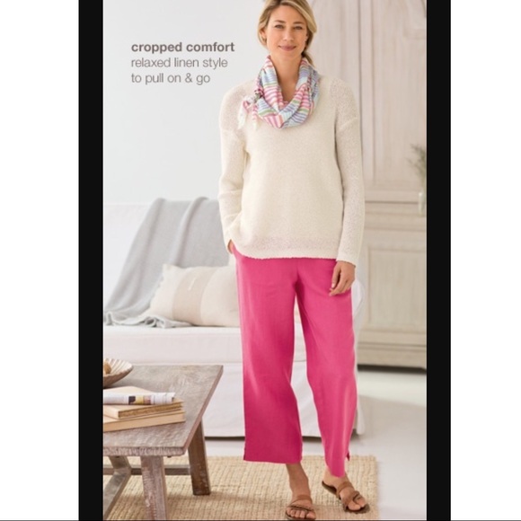 ❌SOLD❌ J. Jill - Cropped Pink Linen Pants - Picture 4 of 5