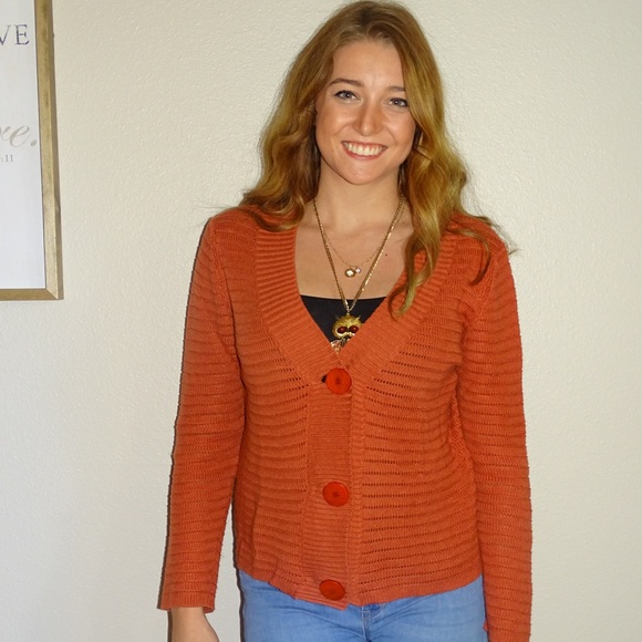 Cozy Burnt Orange Cardigan - Picture 4 of 8