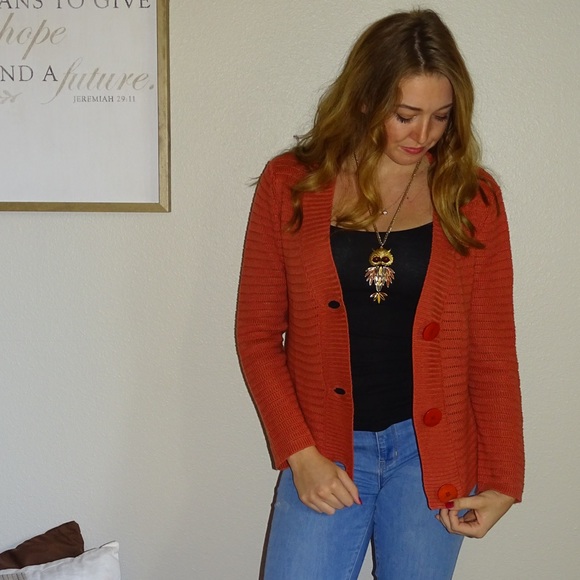 Cozy Burnt Orange Cardigan - Picture 5 of 8