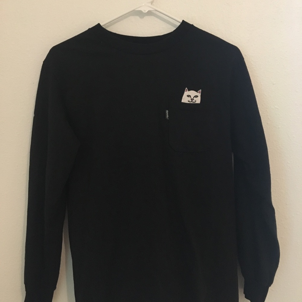 RipNDip Cat Long sleeve pocket T-shirt