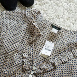 🆕 J Crew Pineapple Ruffle Shirt 🍍