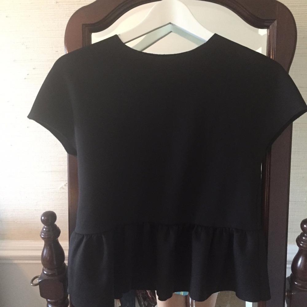 Nordstrom scuba peplum black top sz S NWOT