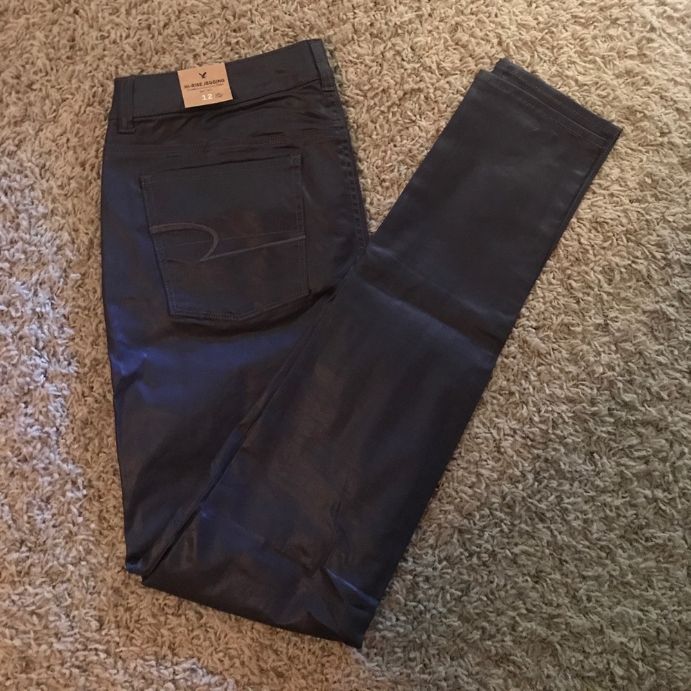 American Eagle Hi-Rise Waxed Jegging sz 12 Tall