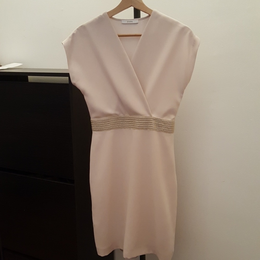 Cream/nude color evening dress
