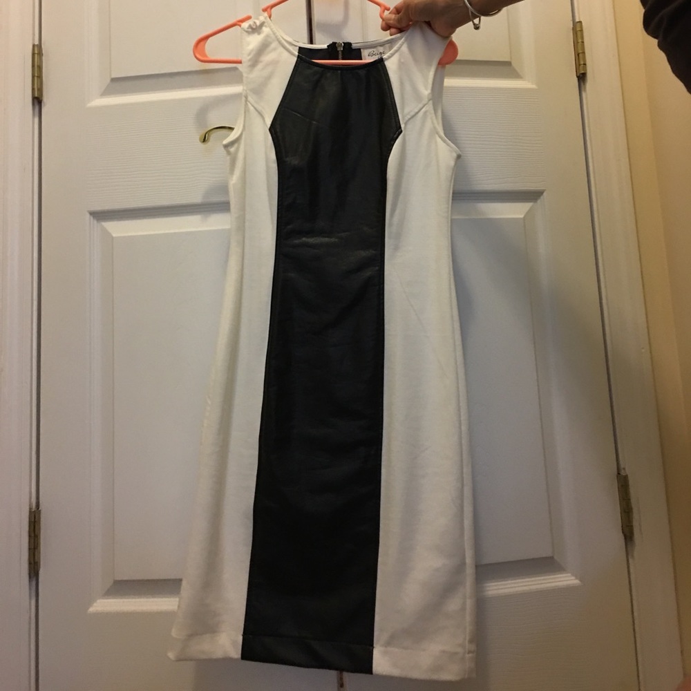 White Dress w/ Black stripe- Interview dress