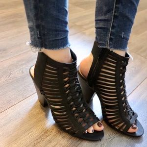 Just Fab Black Cage Heels