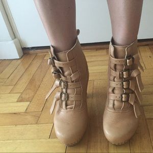 Tan booties from Anthropologie