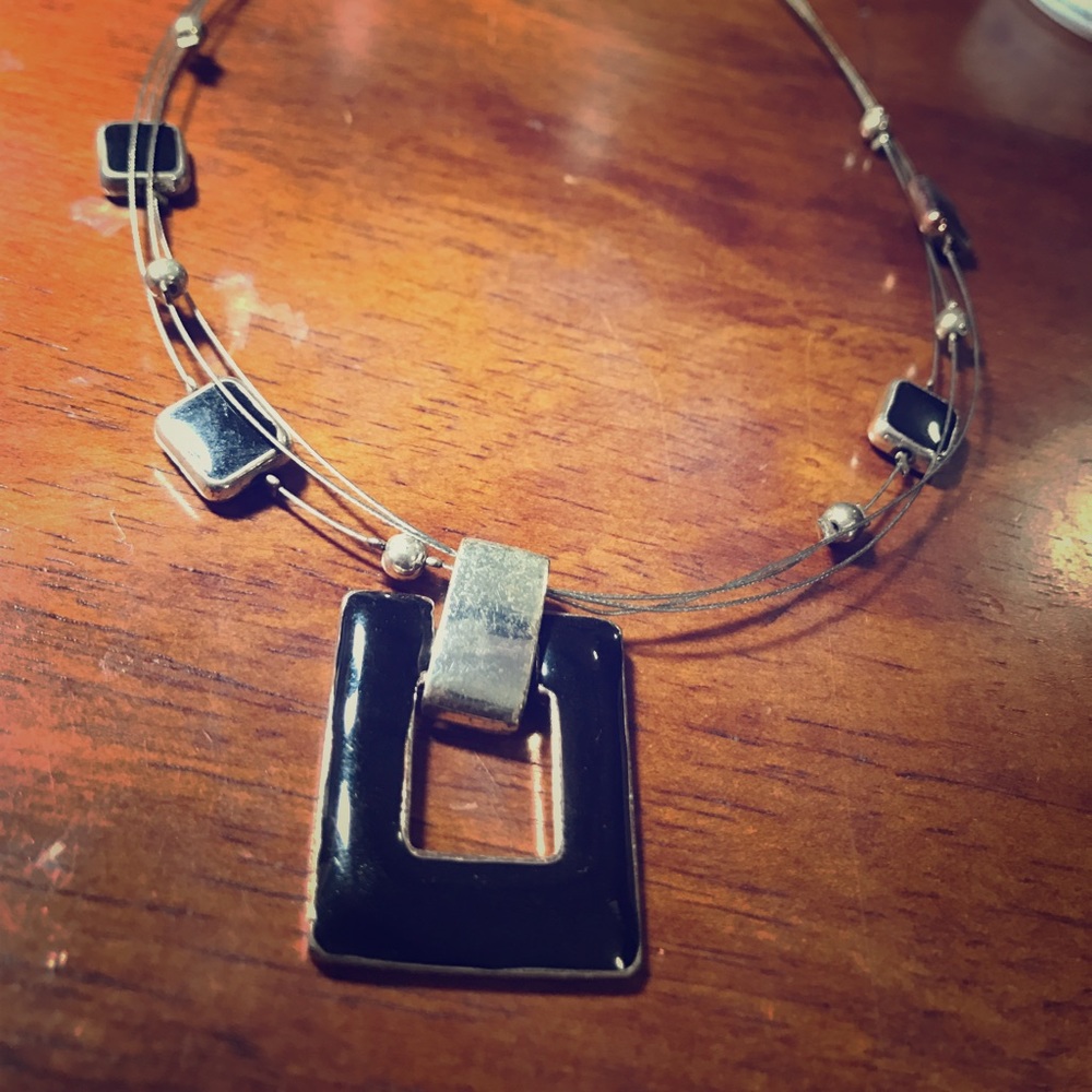 Silver and black necklace