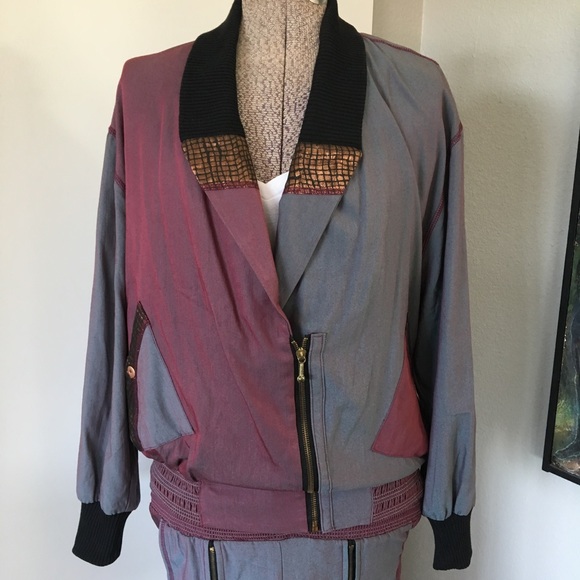 Vintage 80's Art Metallic Track Jacket Set - Picture 2 of 8