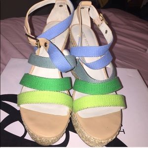 NINE WEST Colored Strappy Wedges