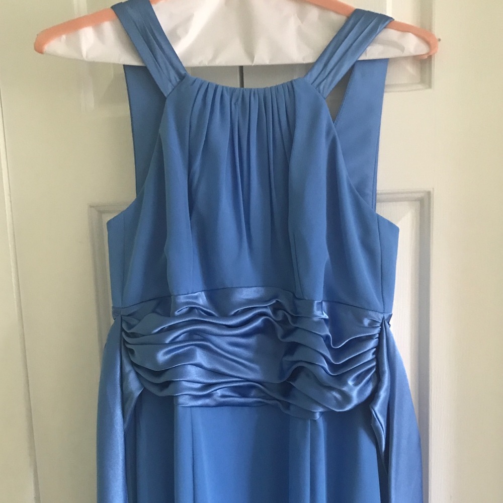 Chiffon and Charmeuse Dress with Rounded Neckline - Picture 3 of 4