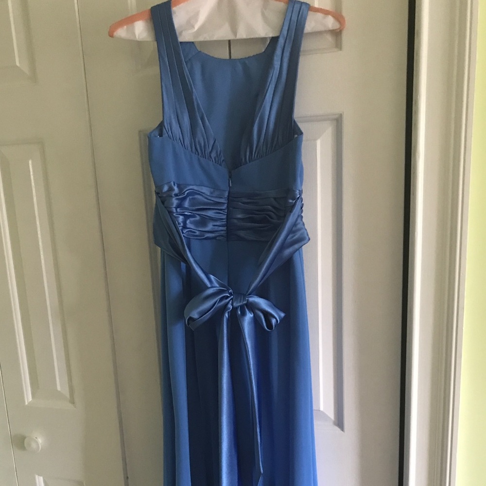 Chiffon and Charmeuse Dress with Rounded Neckline - Picture 4 of 4
