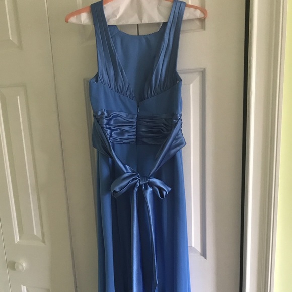 Chiffon and Charmeuse Dress with Rounded Neckline - Picture 4 of 4