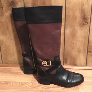 Michael Kors Two Tone Leather Riding Boots