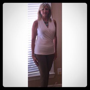 White House Black Market white wrap blouse Medium