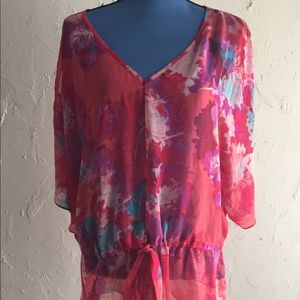 Pink Floral 👚 Blouse 1X A.N.A. Plus Size