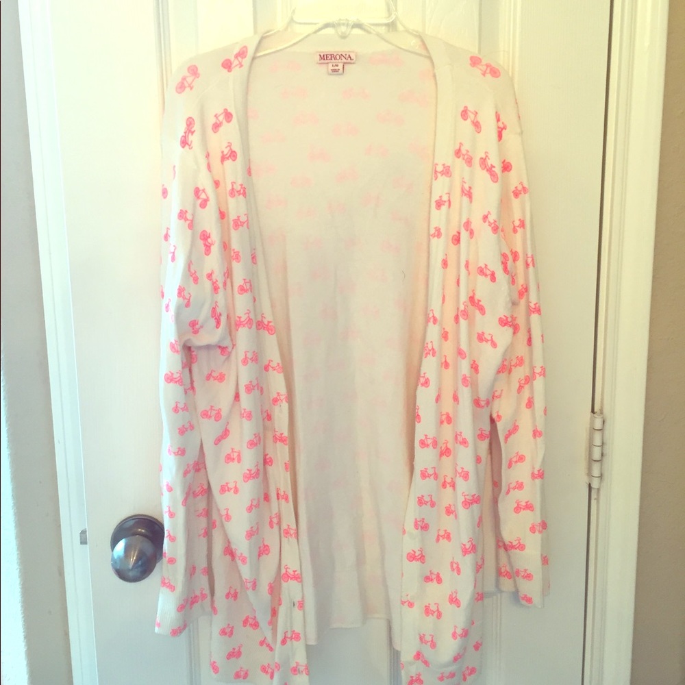 Cardigan with pink bicycles