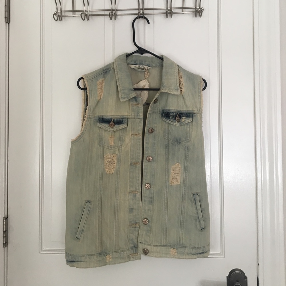 light wash denim vest