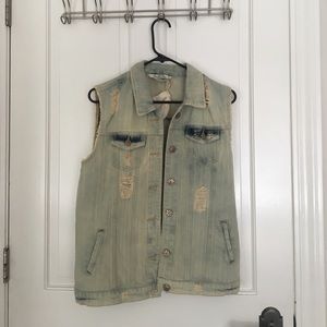 light wash denim vest