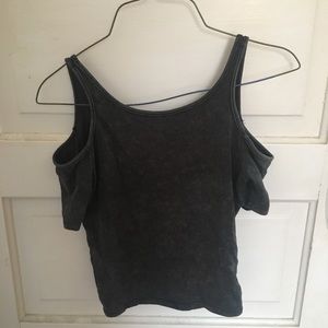 Black Cold Shoulder Crop Top