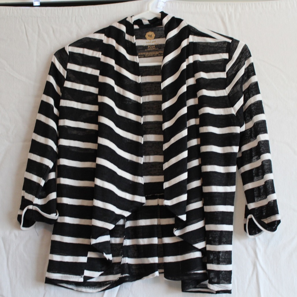 Black and White Striped Cardigan
