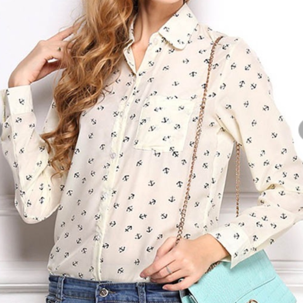 ⚓️Button down Anchor Blouse ⚓️