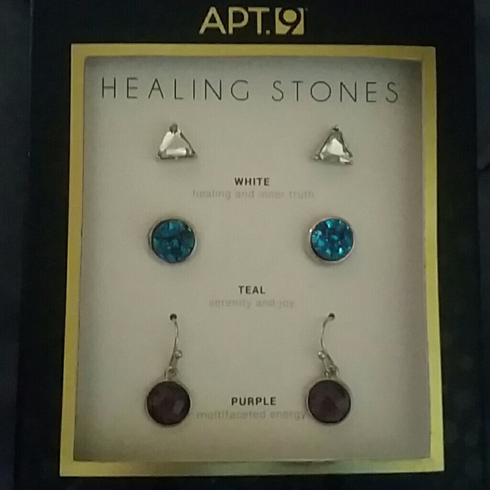 APT.9 healing stones 3 pairs earrings