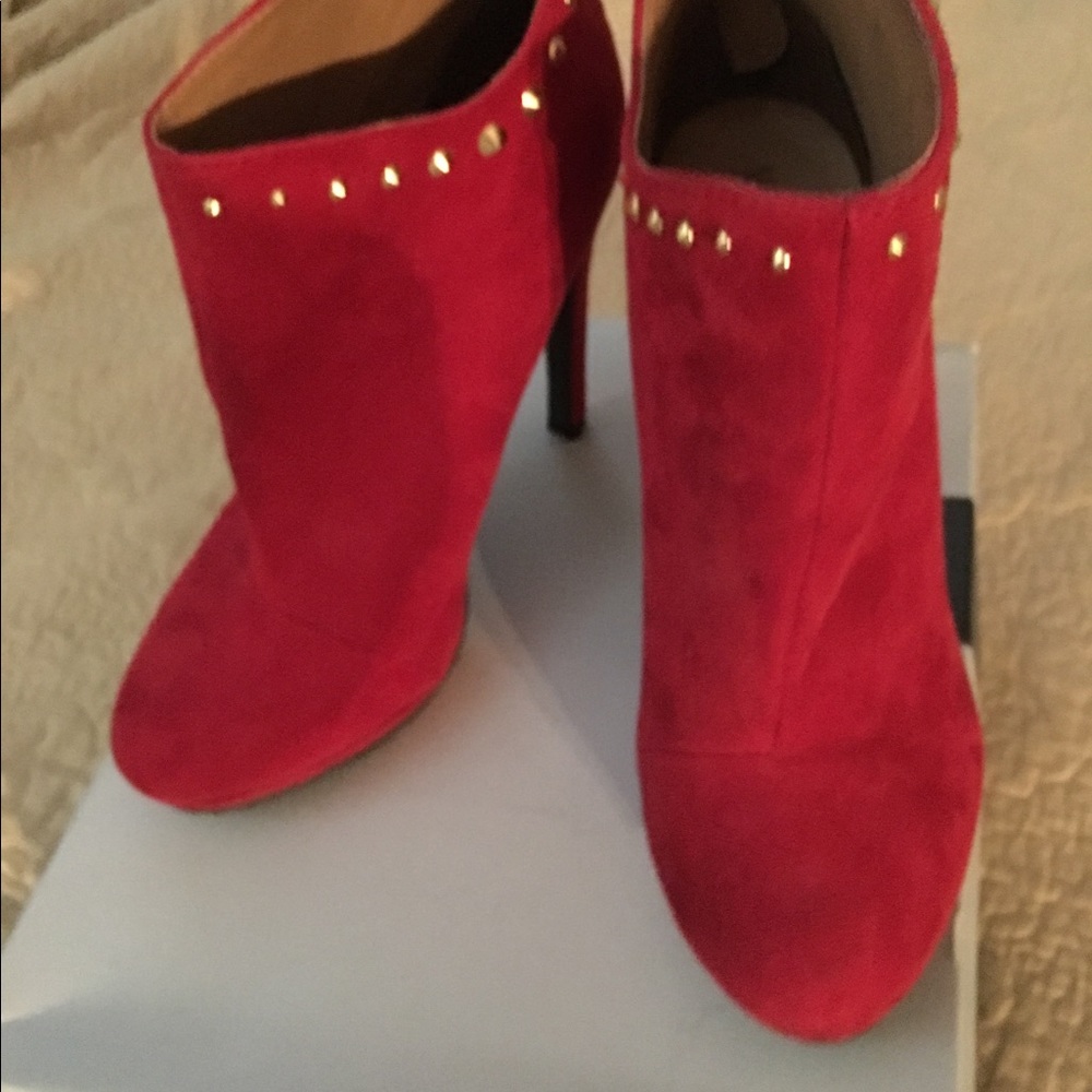Red suade boot