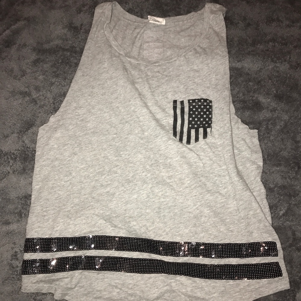 vs pink bling cut off tank